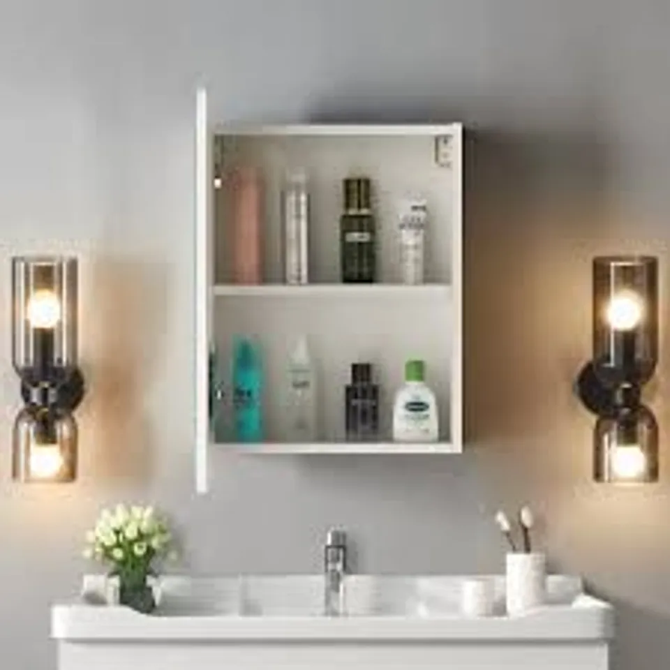 BOXED MIRRORED BATHROOM CABINET IN WHITE