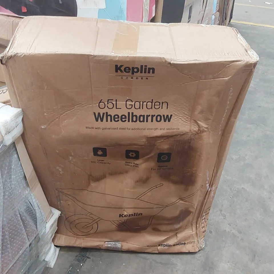 BOXED KEPLIN 65L GARDEN WHEELBARROW 