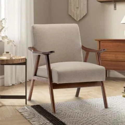 BOXED SELMA MICROFIBRE ACCENT CHAIR - LINEN BEIGE (1 BOX)