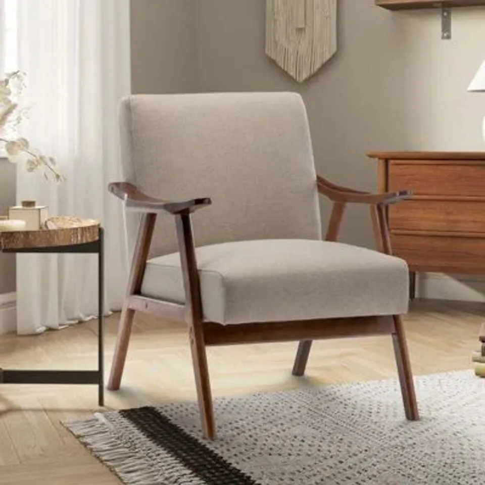 BOXED SELMA MICROFIBRE ACCENT CHAIR - LINEN BEIGE (1 BOX)