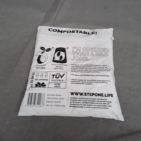 SEALED STEP ONE WOMENS BOXER IN BRIGHT WHITE SIZE 3XL