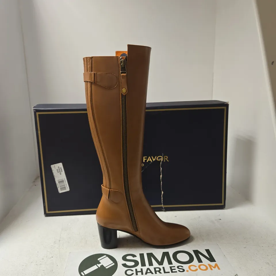 BOXED FAIRFAX & FAVOR WOMEN'S UPTON TAN LEATHER KNEE-HIGH BOOTS, UK7 (EU40)