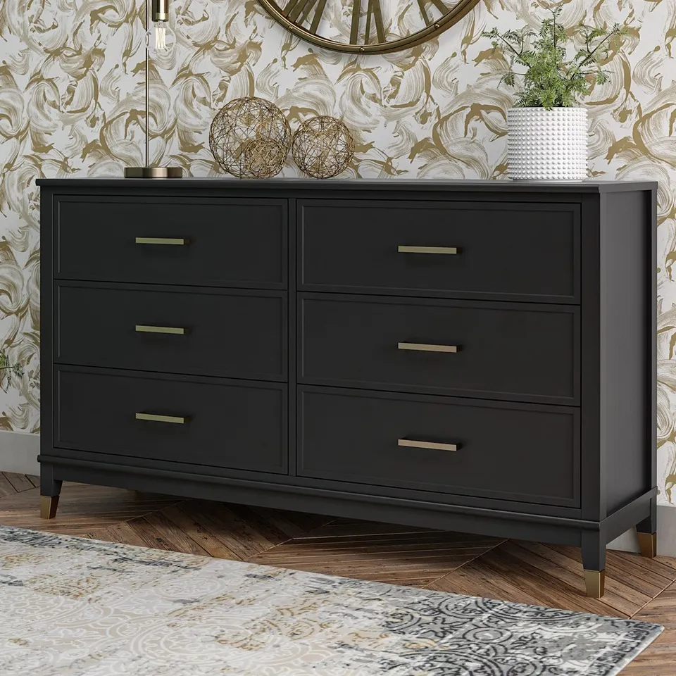 BOXED CHEST OF DRAWERS WESTERLEIGH 6 DRAWER DRESSER BLACK (2 BOXES)