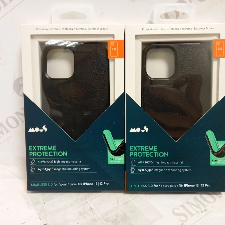 LOT OF 2 MOUS LIMITLESS 3.0 BLACK LEATHER PHONE CASES FOR IPHONE 12/12 PRO