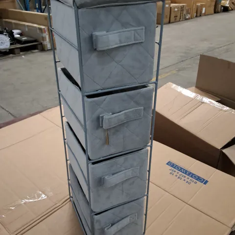 GREY FABRIC 4-DRAWER STORAGE UNIT