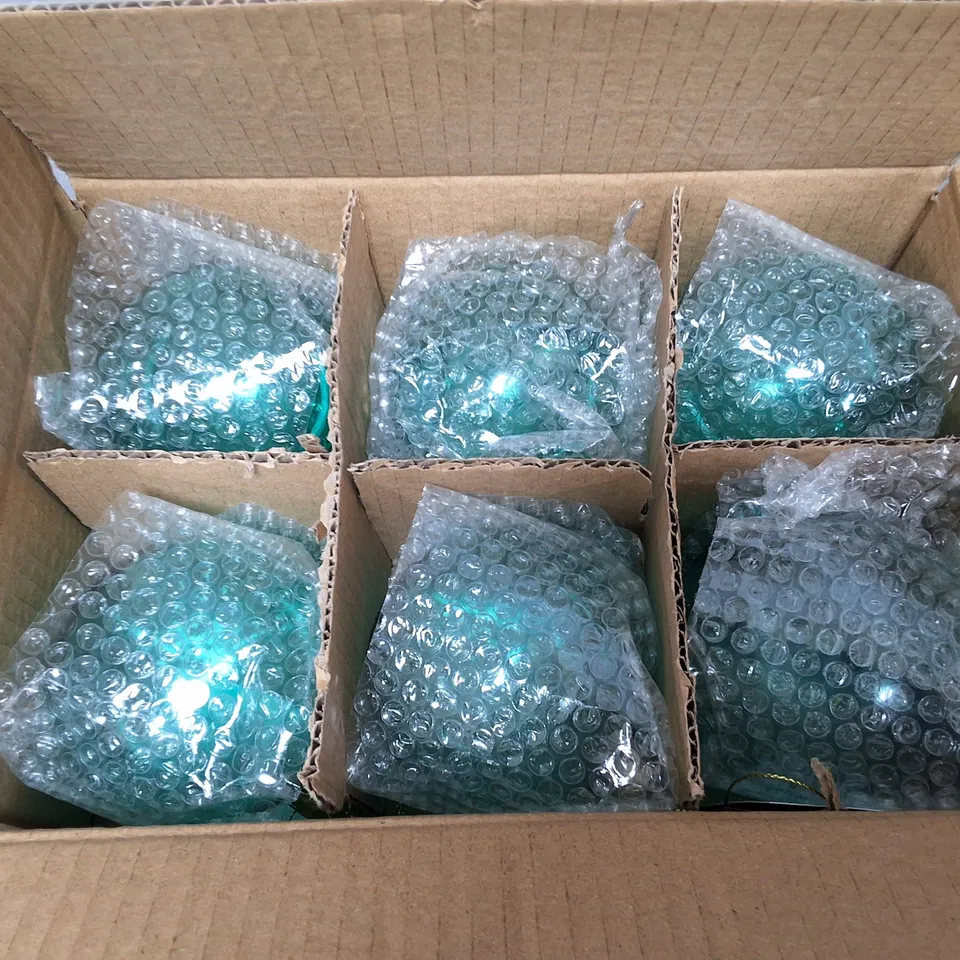 SET OF 6 GISELA GRAHAM CLEAR GREEN BAUBLES