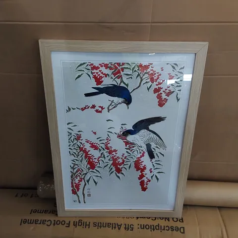 BIRDS ON A NANDINA BY OHARA