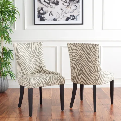 BOXED BAUMGARTEN UPHOLSTERED SIDE CHAIRS - SET OF 2, GREY ZEBRA (1 BOX)