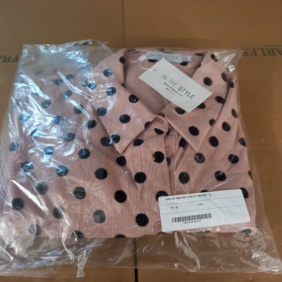 BAGGED IN THE STYLE CURVE NUDE POLKA DOT CORD SHIRT - 20