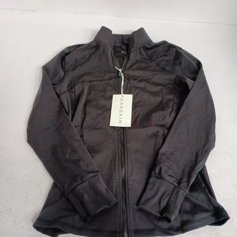 DANSKIN LADIES ZIP JACKET IN JET BLACK - MEDIUM