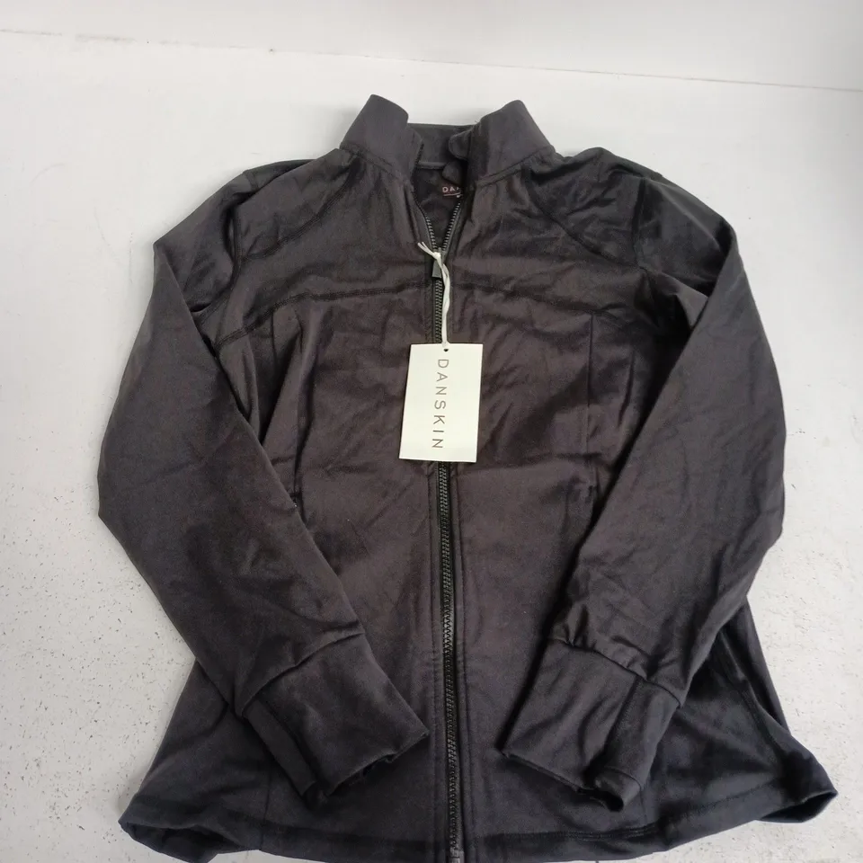 DANSKIN LADIES ZIP JACKET IN JET BLACK - MEDIUM