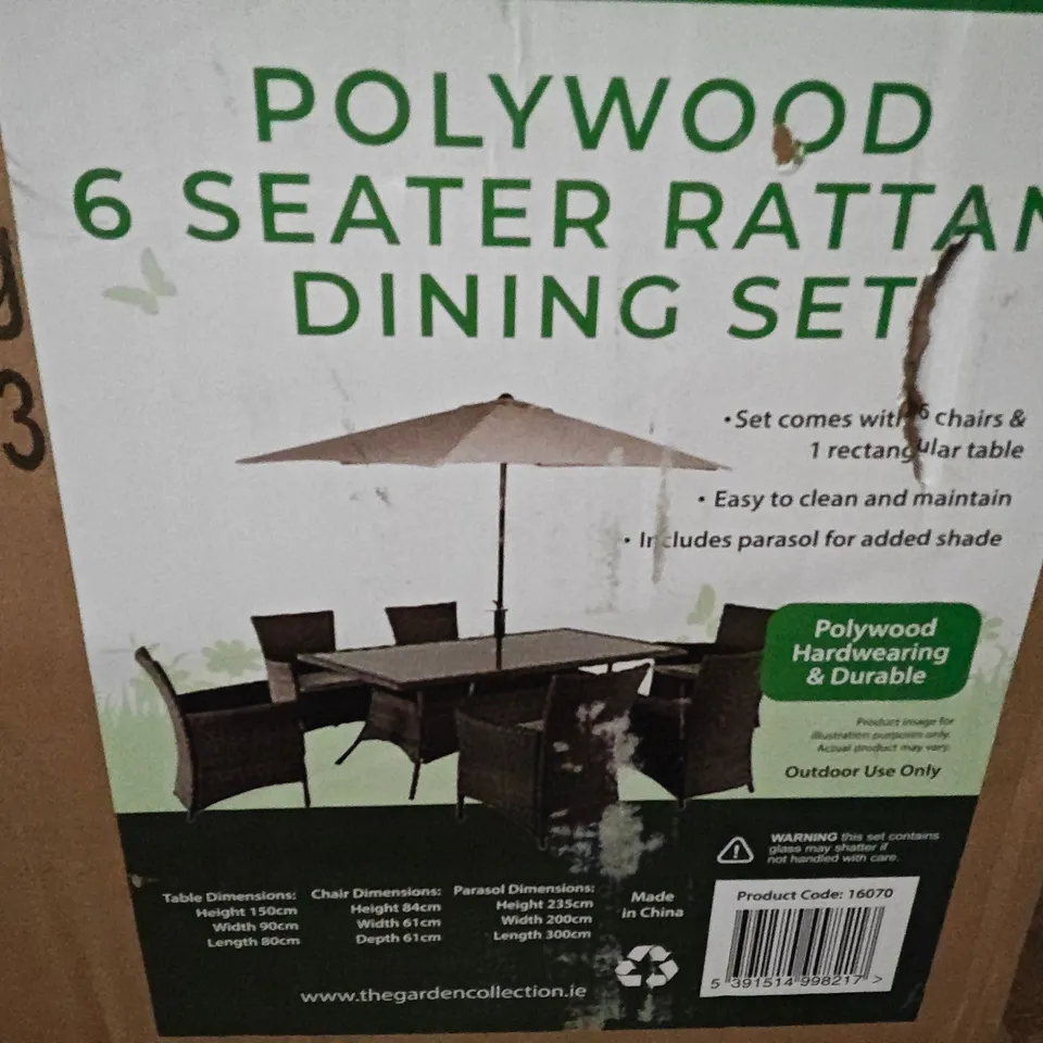 BOXED SET OF 3 POLYWOOD GREY RATTAN DINING CHAIRS - CHAIRS ONLY