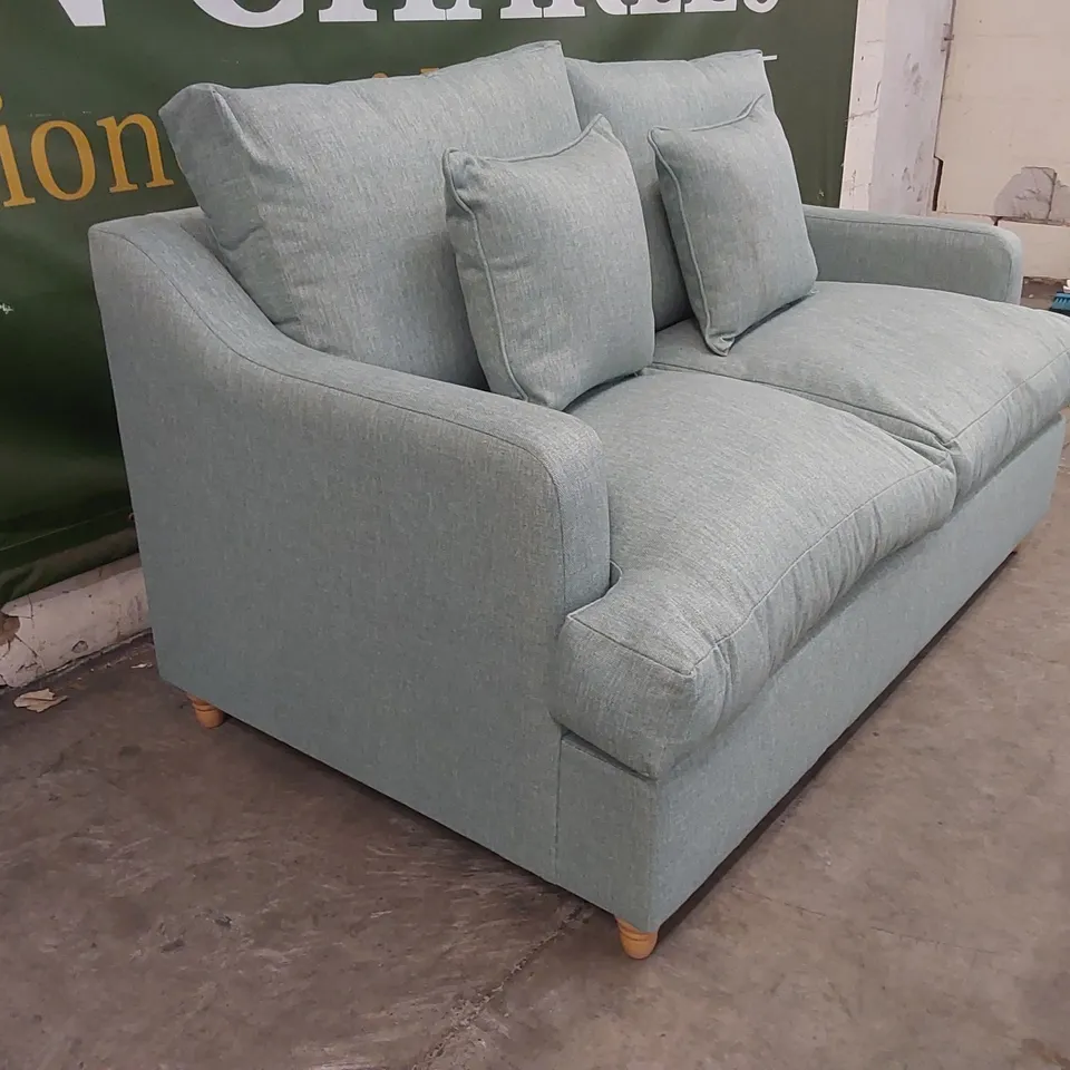 QUALITY DESIGNER FABRIC UPHOLSTERED SOFA - LIGHT BLUE