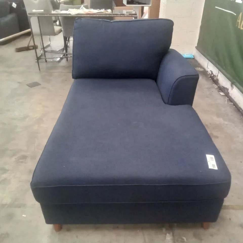 QUALITY DESIGNER RHF SOFA CHAISE SECTION WITH STORAGE - NAVY FABRIC 