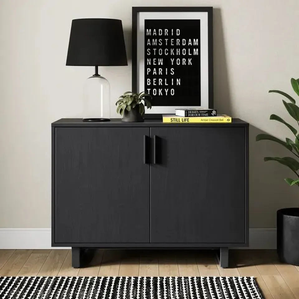 BOXED FREDDIE SMALL SIDEBOARD - BLACK (1 BOX)