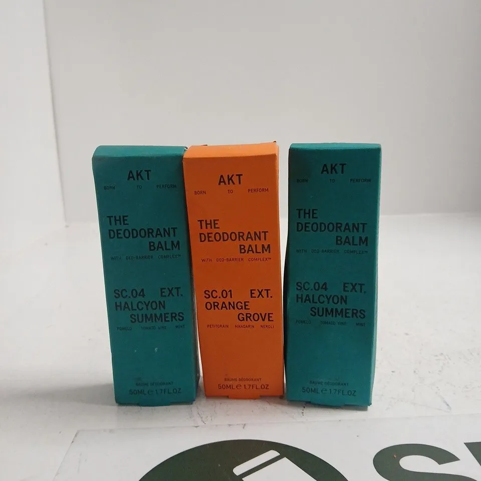 AKT THE DEODORANT BALM – 50ML EACH, SET OF 3 (HALCYON SUMMERS X2, ORANGE GROVE)