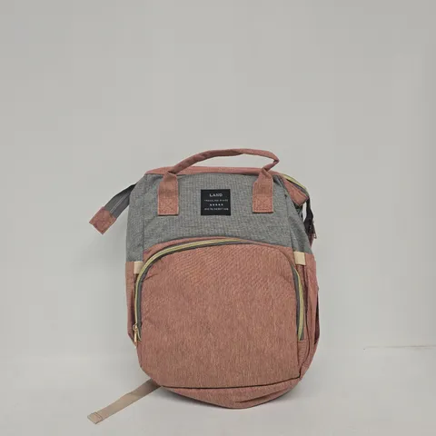 LAND BACKPACK, GREY & ROSE PANEL – FRONT POCKET