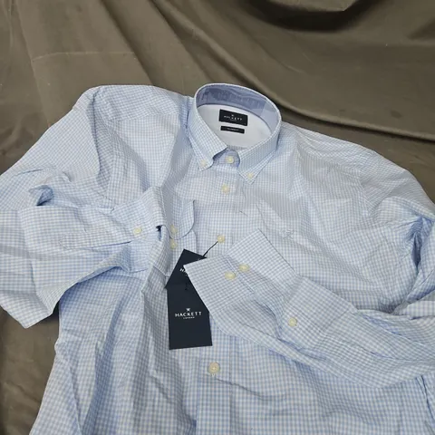 HACKETT LONDON ESSENTIAL GINGHAM SHIRT - SKY BLUE/WHITE, MEN'S SIZE L