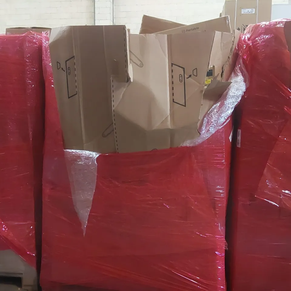 PALLET OF ASSORTED ITEMS TO INCLUDE: INTELLIGENT CLOTHES DRYER, TOY TRAIN SET, PEPPA PIG TOY, STAINLESS STEEL LITTER BOX, TOILET SEAT WITH FRAME ECT