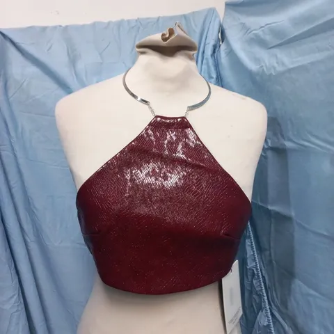 OUTCAST JAMEELA CROP TOP BURGUNDY – XS (UK 6) (1 PIECE)
