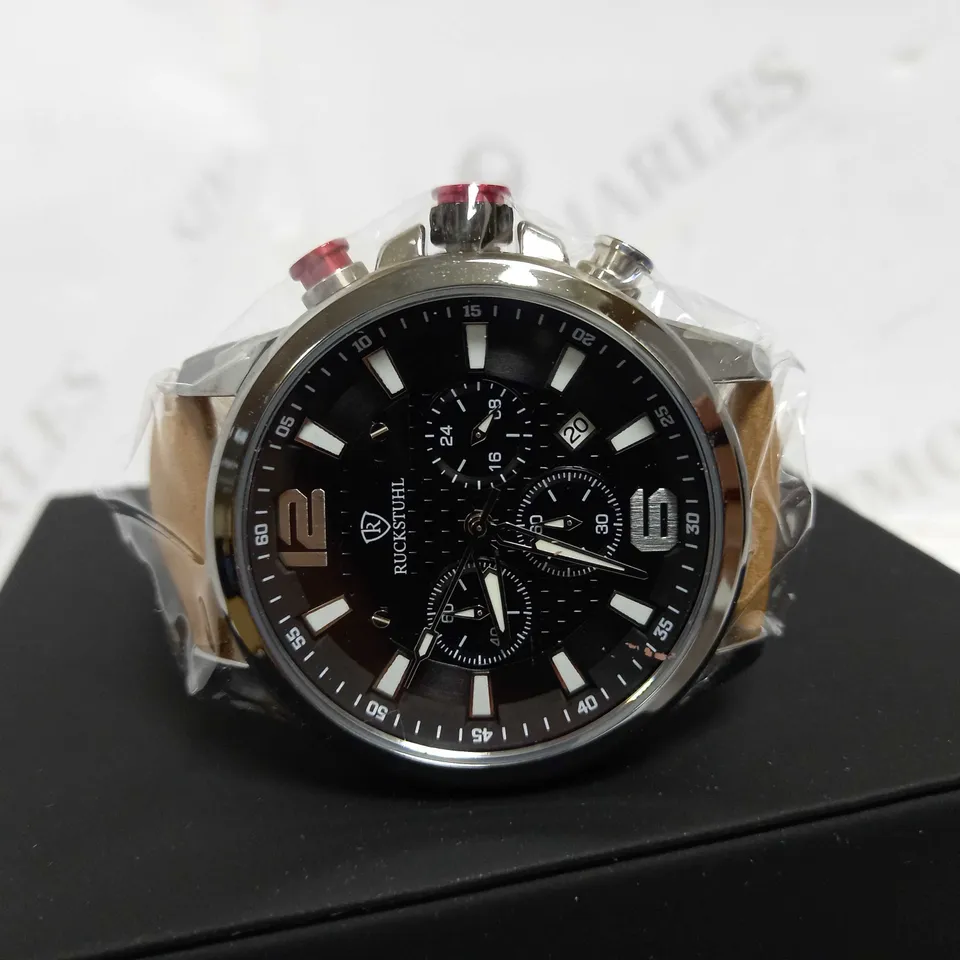 RUCKSTUHL TRIPLE DIAL LEATHER STRAP WATCH RRP £560