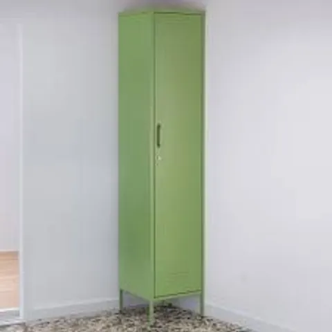 BOXED MMT FURNITURE DESIGNS SINGLE DOOR GREEN METAL TALL LOCKER CABINET