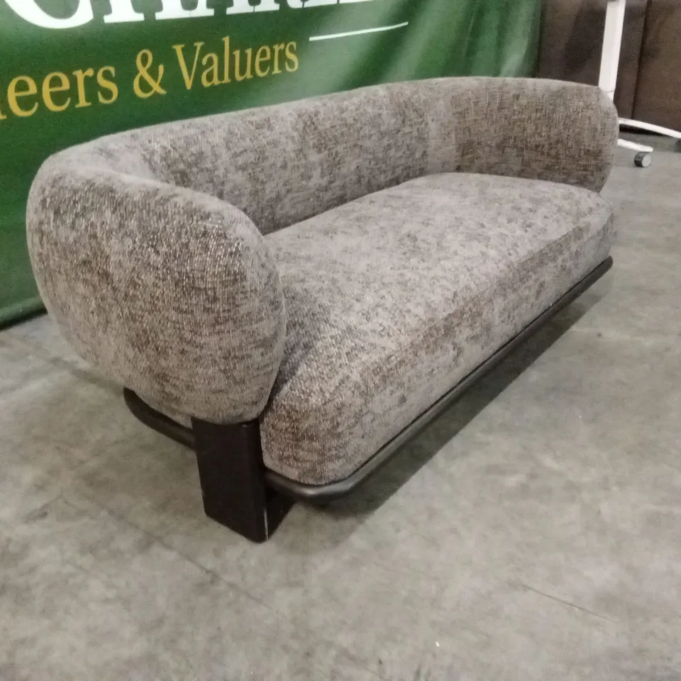 DANETTI FLORENCE MOCHA FABRIC WITH DARK WOOD 2 SEATER SOFA RRP £1099