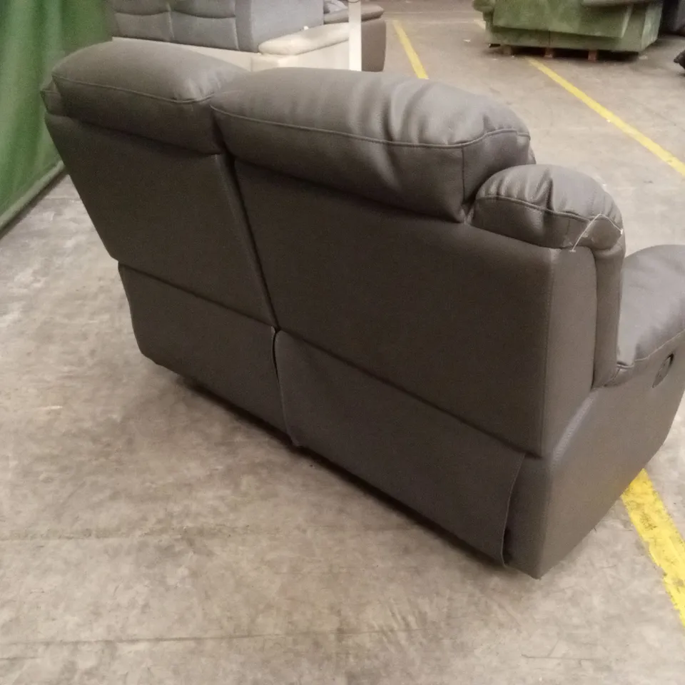 ROTHBURY LUXURY FAUX LEATHER HIGH BACK 2 SEATER MANUAL RECLINER SOFA - CHARCOAL RRP £629