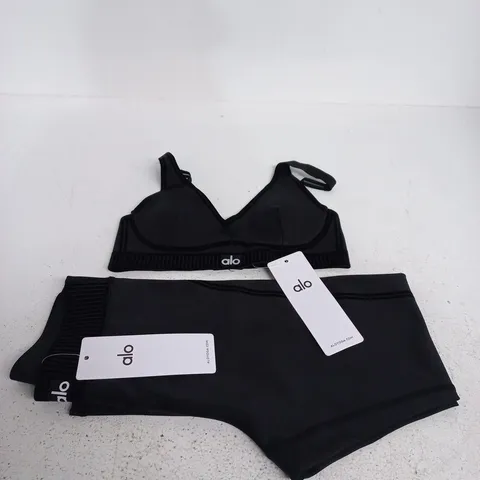 ALO YOGA BLACK BRALETTE & HIGH-WAISTED LEGGINGS SET - SIZE XS