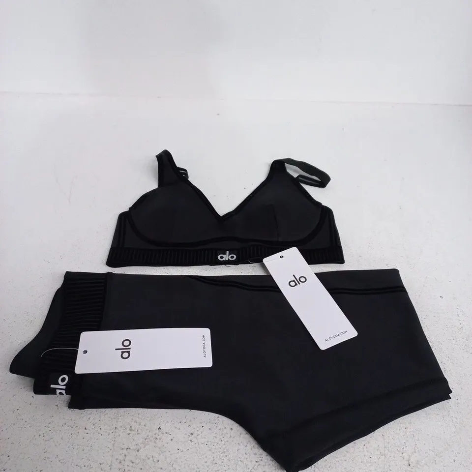 ALO YOGA BLACK BRALETTE & HIGH-WAISTED LEGGINGS SET - SIZE XS