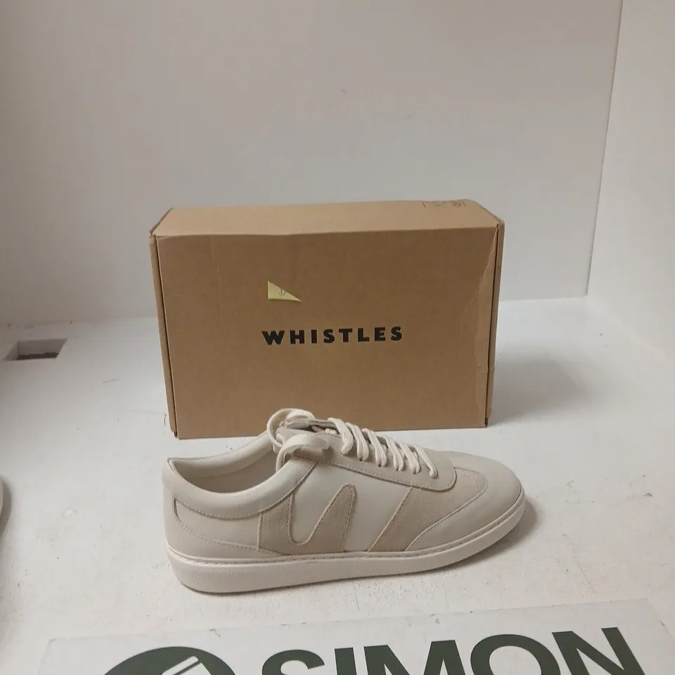 WOMEN'S WHISTLES SUEDE LEATHER MIX TRAINER – WHITE - UK 7