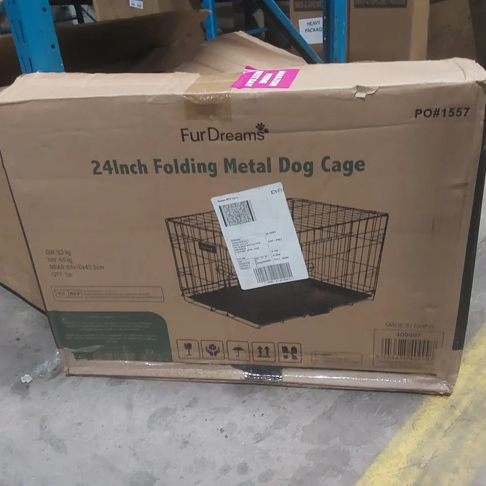 BOXED FURDREAMS 24 INCH FOLDING METAL DOG CAGE