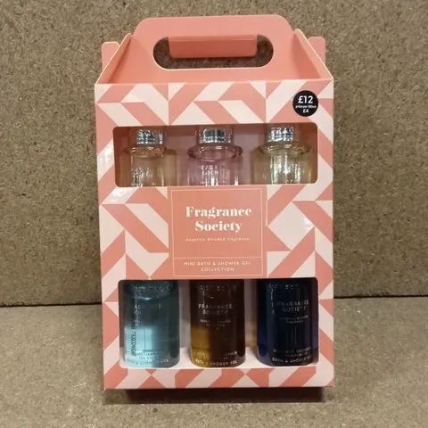 BOX TO CONTAIN APPROX 24 x FRAGRANCE SOCIETY MINI BATH & SHOWER GEL COLLECTION SETS