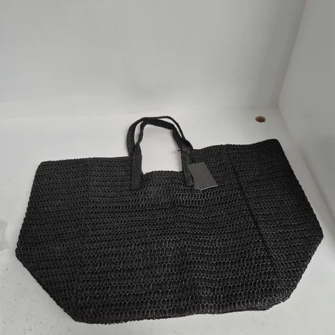 SOUTH BEACH BLACK WOVEN TOTE BAG