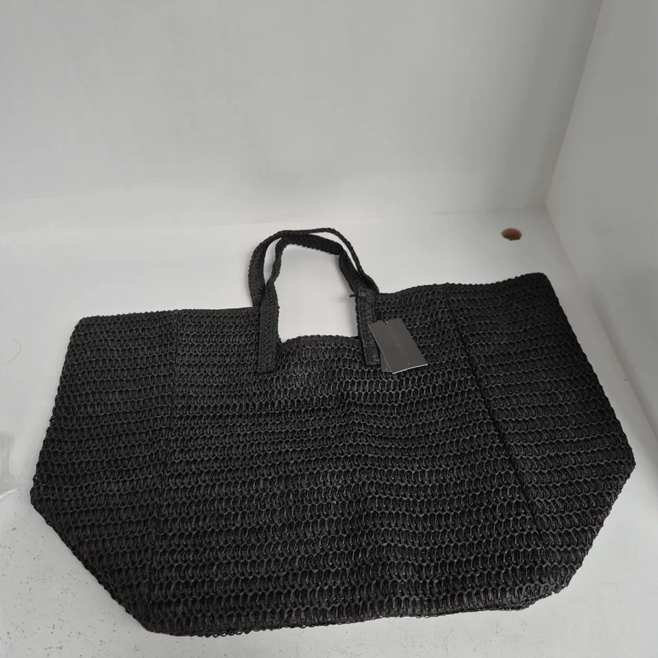 SOUTH BEACH BLACK WOVEN TOTE BAG