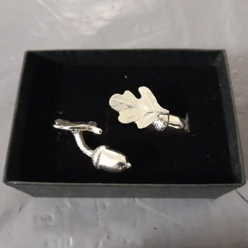 SET OF SILVER LOOK ACORN THEMED CUFFLINKS