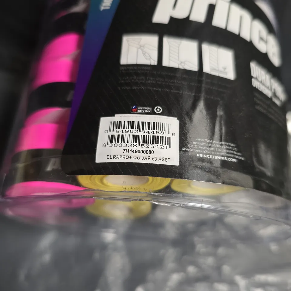 PRINCE TENNIS DURA PRO+ OVERGRIPS – 60 PACK, ASSORTED COLOURS