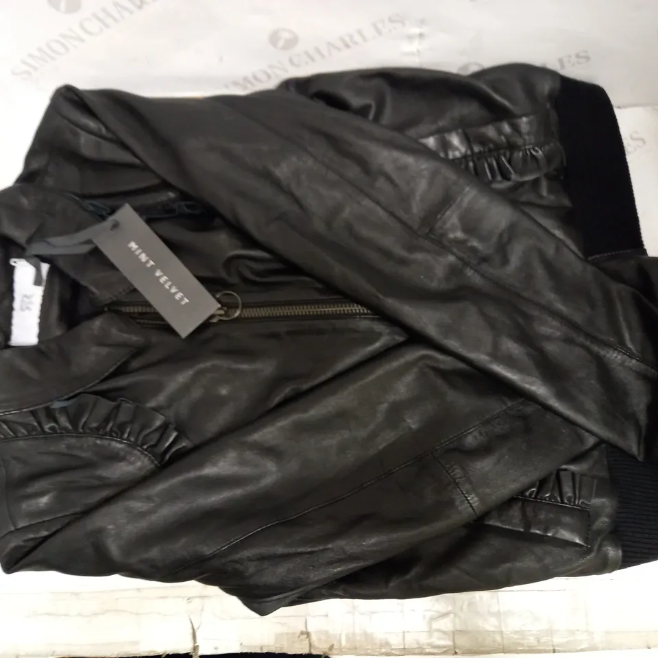 LA REDOUTE BLACK CASUAL LEATHER JACKET UK SIZE 10