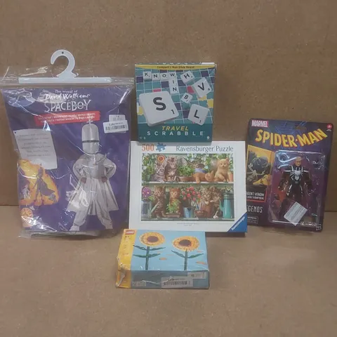 BOX TO CONTAIN A LARGE ASSORTMENT OF CHILDREN'S TOYS TO INCLUDE; LEGO, COSTUME, FIGURES ETC