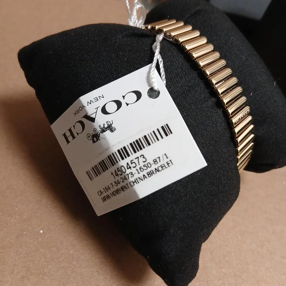 COACH NEW YORK LADIES' WATCH – GOLD-TONE BRACELET, BOXED