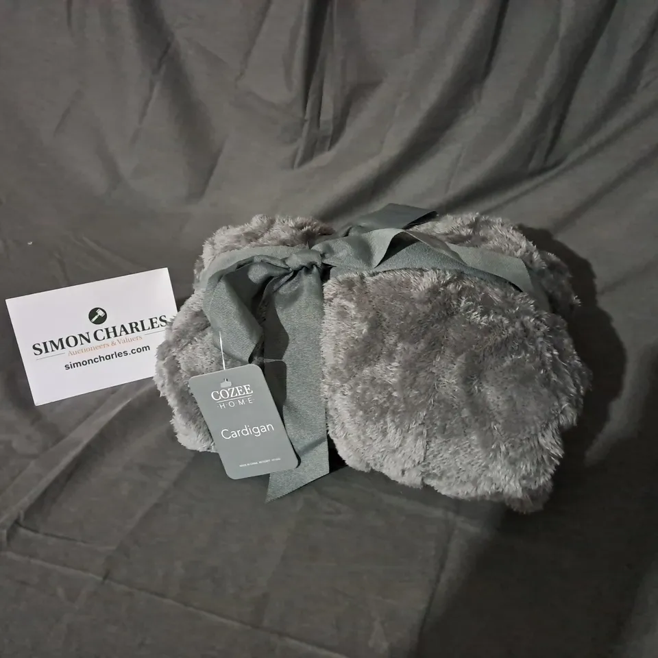 COZEE HOME SOLID TRIPLE KNIT CARDIGAN IN GREY SIZE S