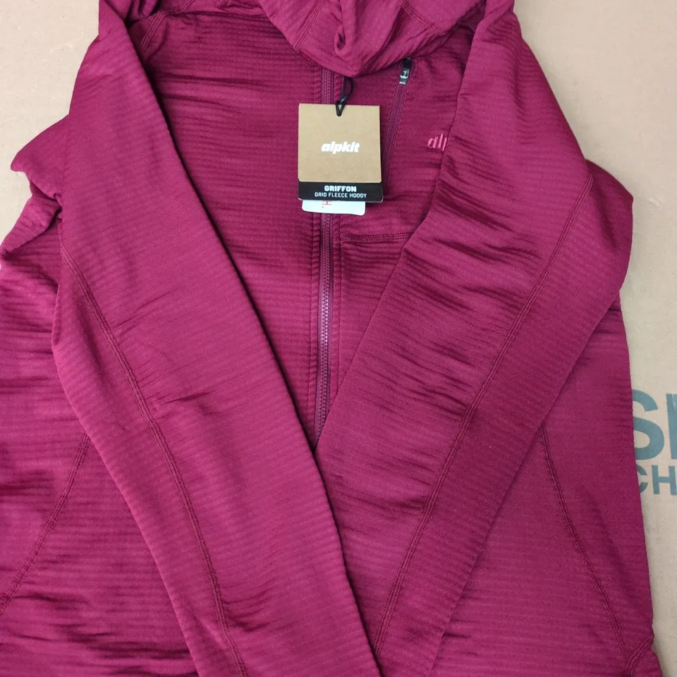 ALPKIT GRIFFON GRID FLEECE HOODY IN BURGUNDY SIZE 12