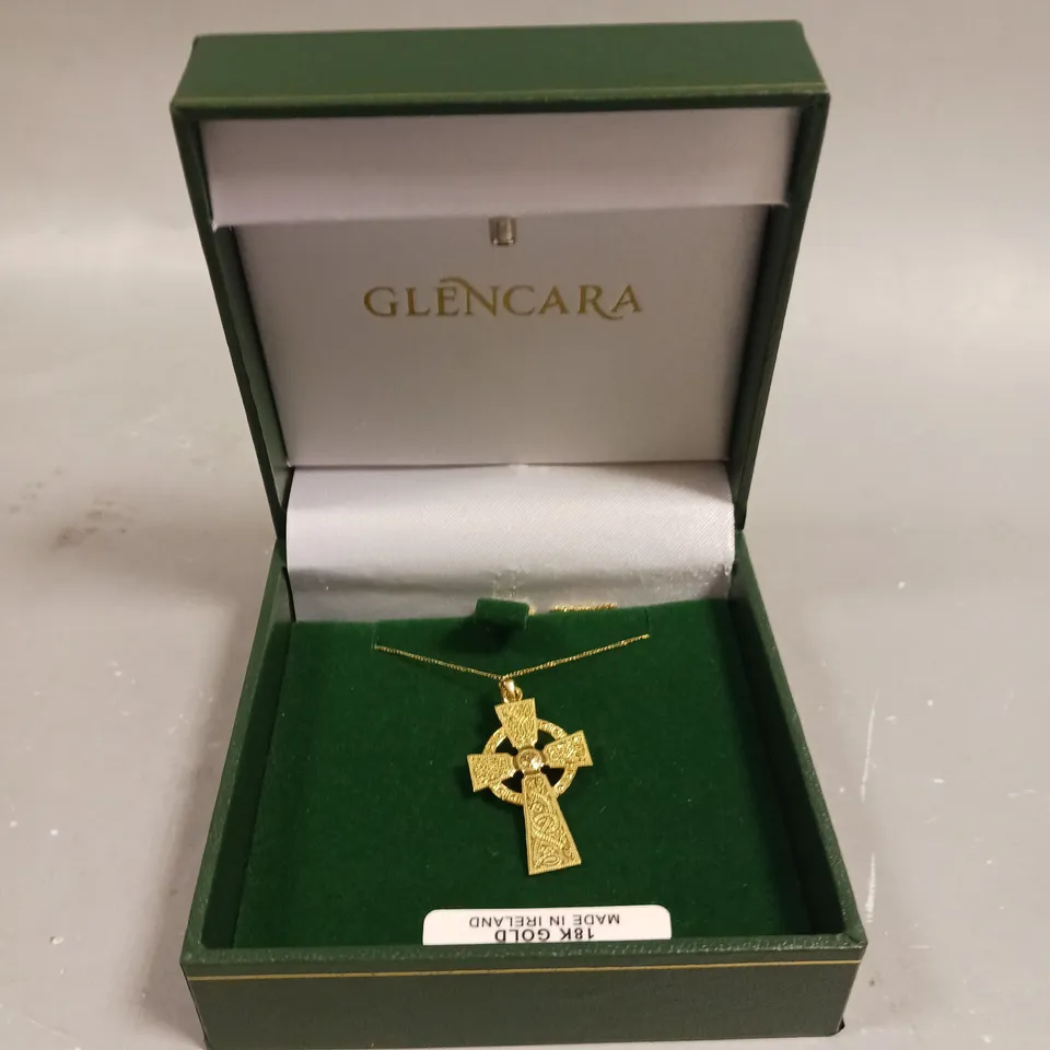 GLENCARA GOLD CELTIC CROSS NECKLACE 