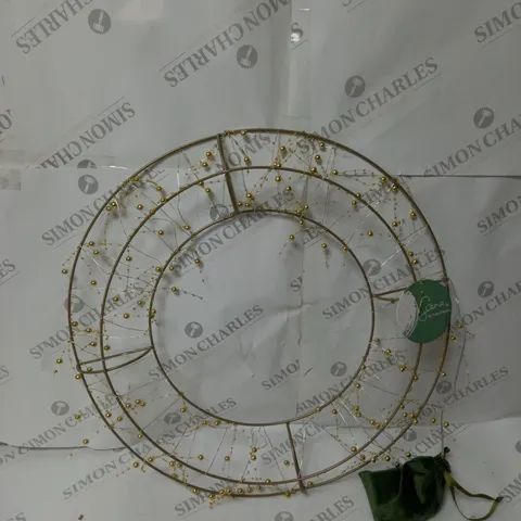 SARA DAVIES GOLD PRE-LIT BEADED WREATH