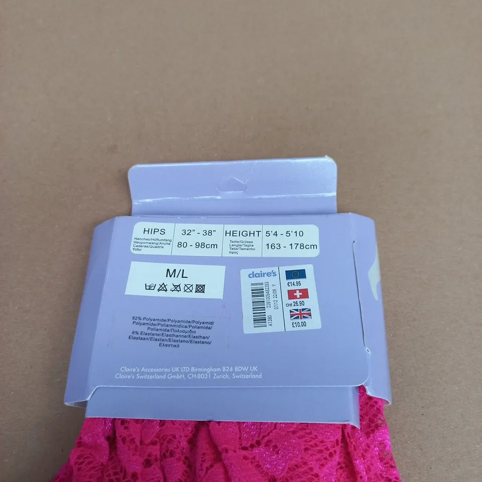 CLAIRE'S PINK LACE LEGGINGS – M/L (UK SIZE M/L)