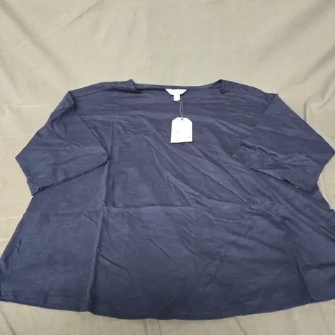 SEASALT CORNWALL ORGANIC COTTON TOP – NAVY, UK 18 (EU 46, US 14)