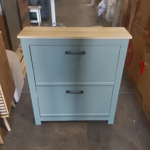 DESIGNER WOODEN 2 FLIP DOOR SHOE STORAGE CABINET