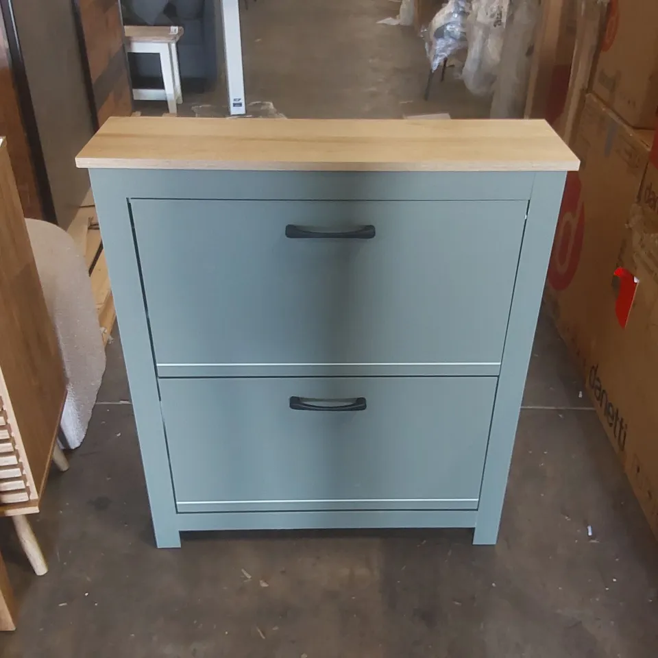 DESIGNER WOODEN 2 FLIP DOOR SHOE STORAGE CABINET