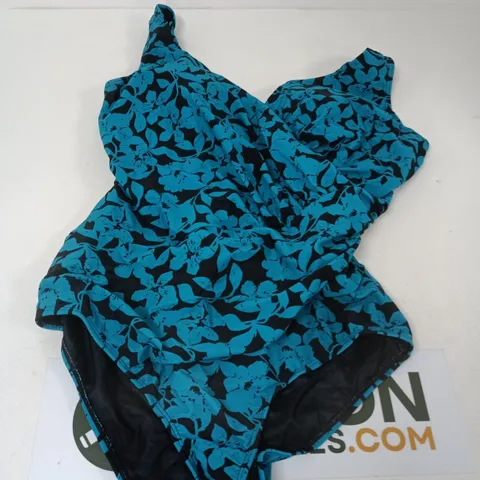 BONPRIX WOMEN'S SWIMSUIT – FLORAL BLUE/BLACK, UK 20 