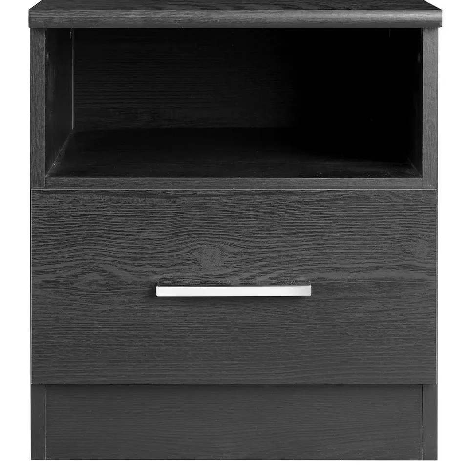 BOXED PANAMA 1 DRAWER BEDSIDE CABINET - BLACK